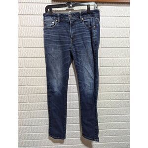 American Eagle Men's Blue Dark-Wash Mid-Rise Slim Fit Denim Jeans Size 30/32